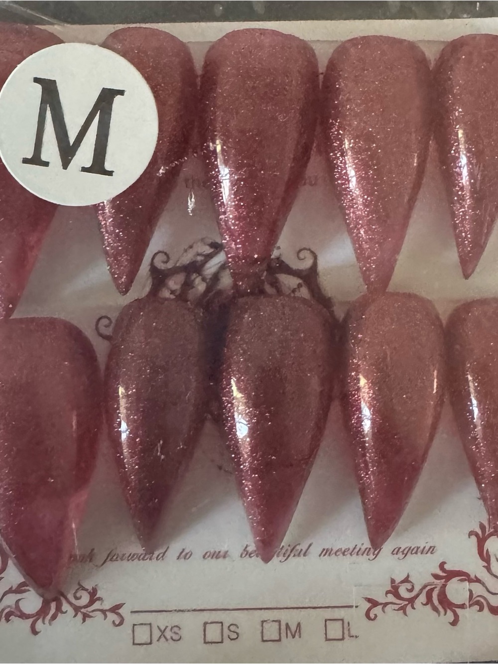 Shimmering Dusty Rose Press-On Nails — Medium